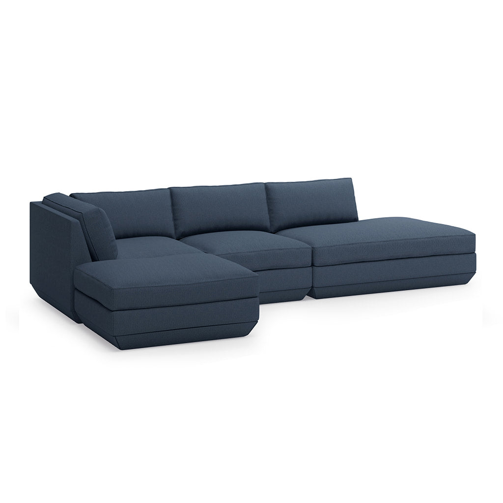 Gus* Modern PODIUM 4PC Lounge Sectional B | Left - Hanson Navy