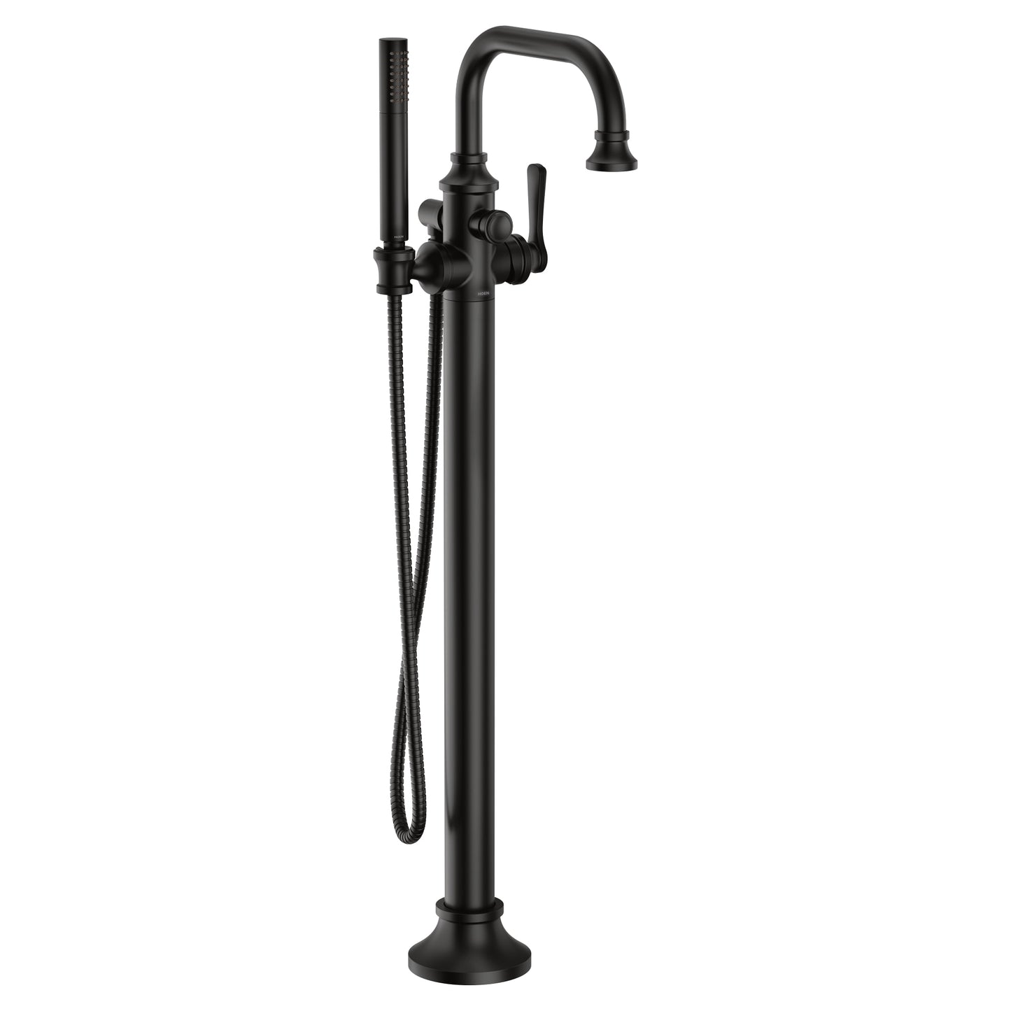 Moen COLINET™ Matte Black freestanding tub filler with hand shower