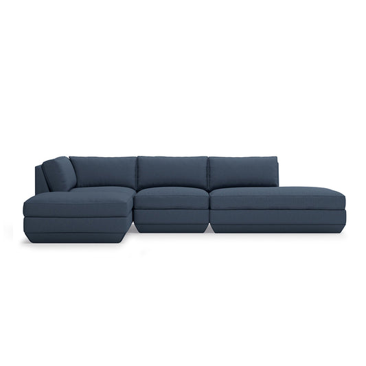 Gus* Modern PODIUM 4PC Lounge Sectional B | Left - Hanson Navy