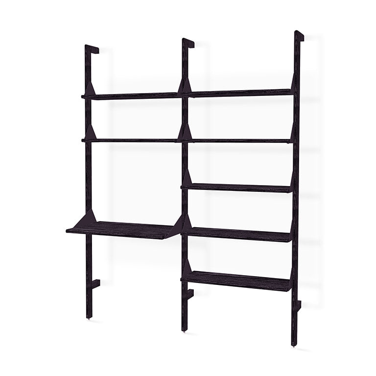 Gus* Modern BRANCH-2 Black Ash shelving unit with desk