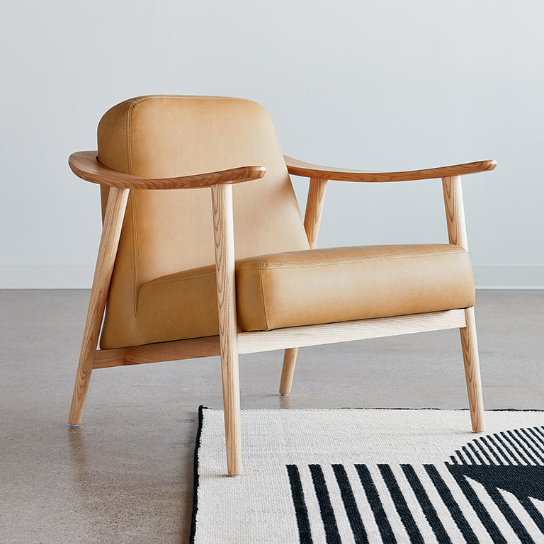 Gus* Modern BALTIC Canyon Whiskey Leather with Walnut chair