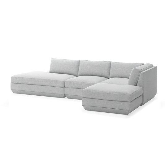 Gus* Modern PODIUM 4PC Lounge Sectional B | Right - Bayview Silver