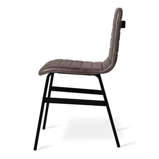 Gus* Modern LECTURE Saddle Grey leather dining chair