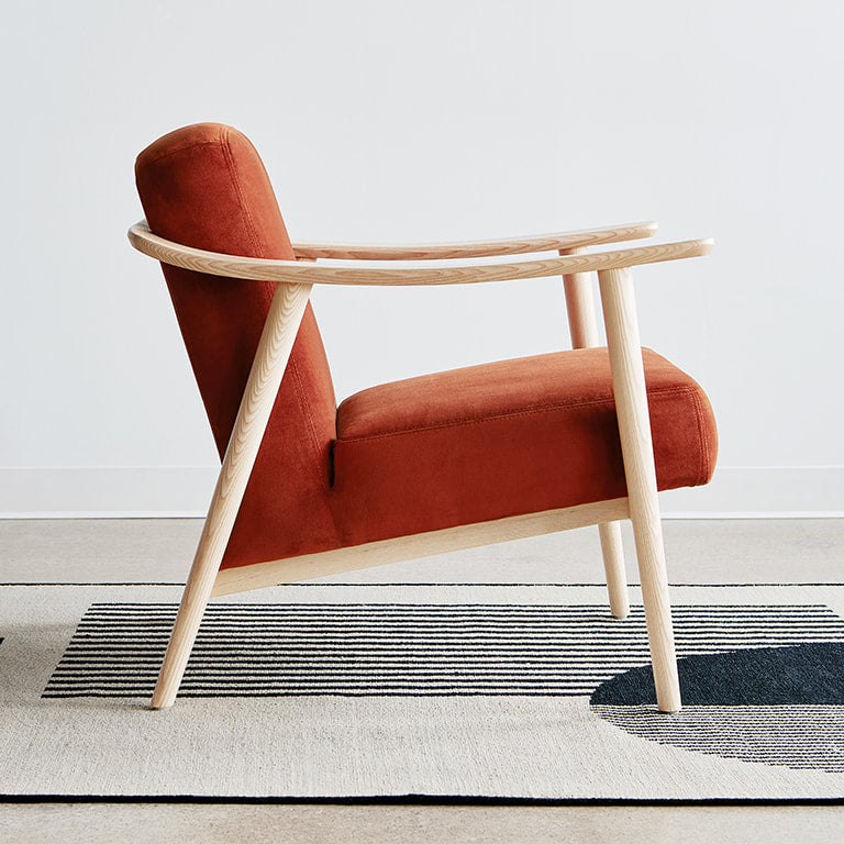 Gus* Modern BALTIC Velvet Russet chair with Natural Ash frame