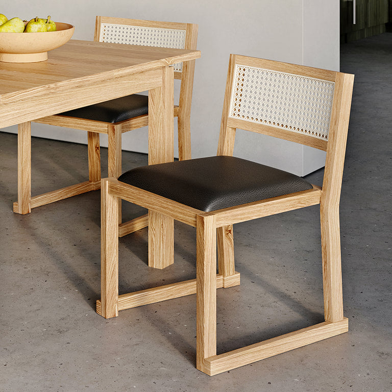 Gus* Modern EGLINTON White Oak w/ Vinyl Noir dining chair