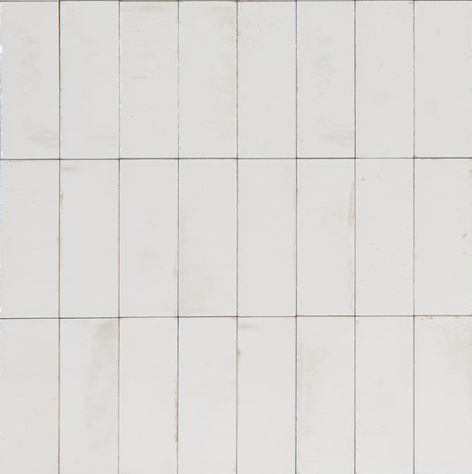 GLEEZE Bianco 2 x 6 glossy porcelain wall tile