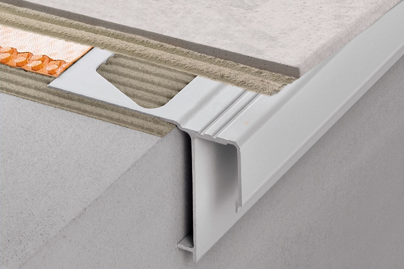 Schluter® BARA-RAK Edging profile with drip lip for balconies