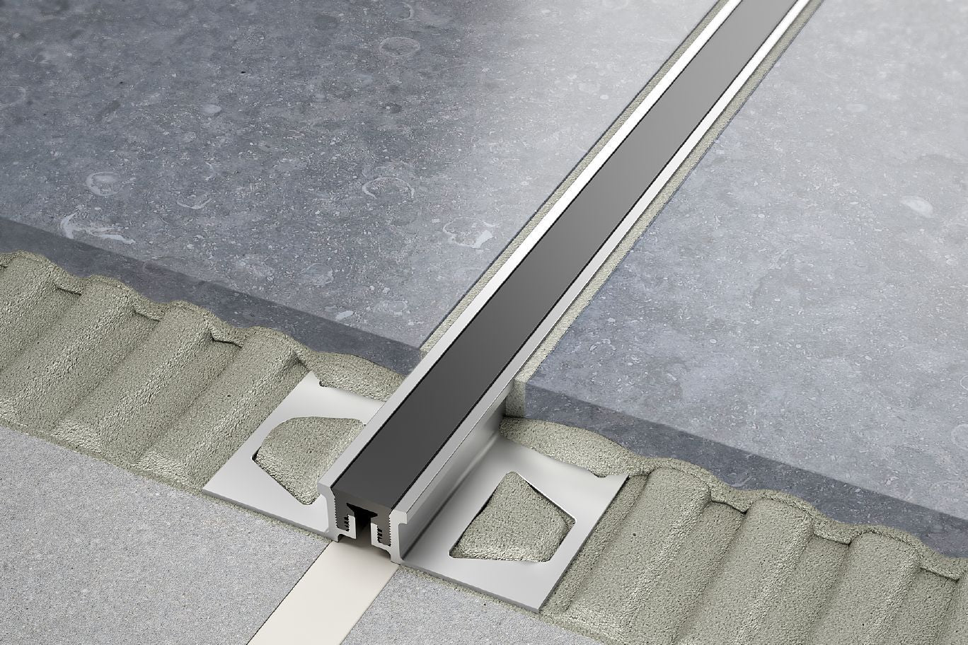 Schluter® DILEX-KSN surface movement joint profile with replaceable rubber insert