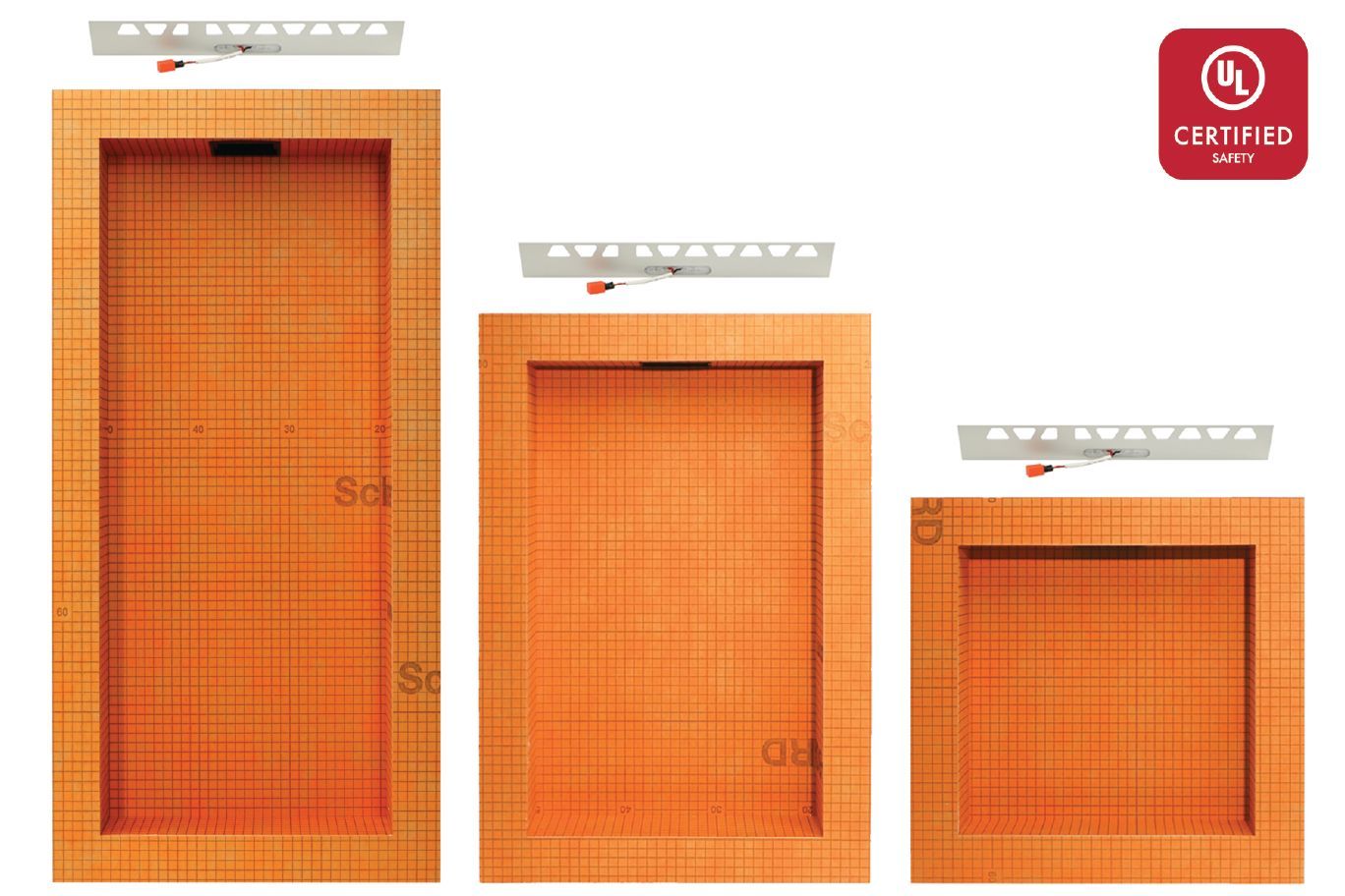 Schluter® KERDI-BOARD-SNLT shower niche with LIPROTEC LED lighting
