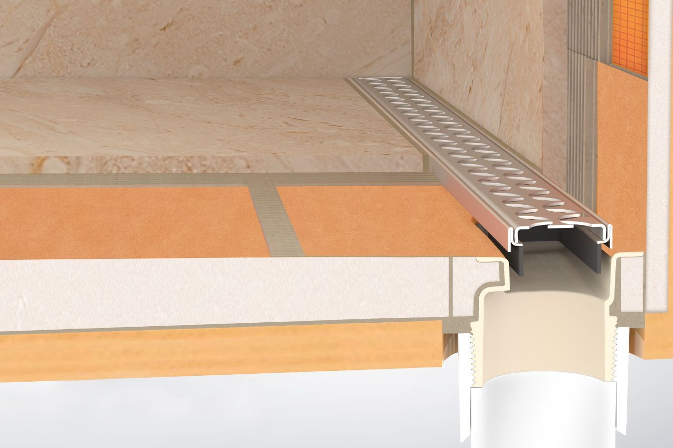 Schluter® KERDI-LINE-VARIO variable length linear drain for tiled showers