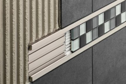 Schluter® QUADEC-FS edging profile with double rail for bonding accent tile