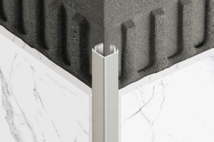 Schluter® QUADEC-K retrofit finishing and edge-protection profile with squared reveal surface