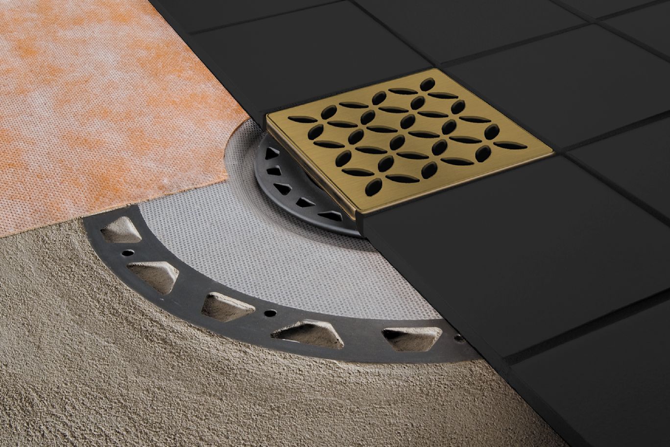 Schluter® KERDI-DRAIN point drain with integrated bonding flange