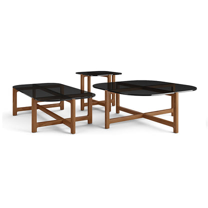 FLOOR MODEL | Gus* Modern QUARRY Natural Walnut end table with Smoke Glass