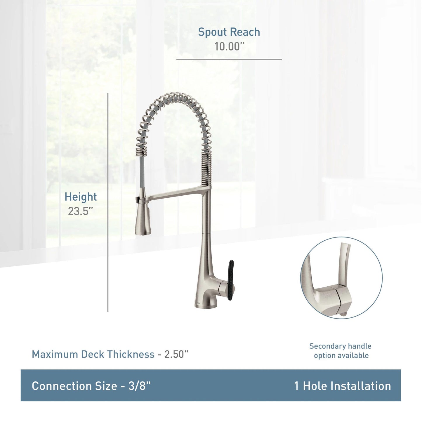 Moen S5235NL | polished nickel Sinema pulldown kitchen faucet