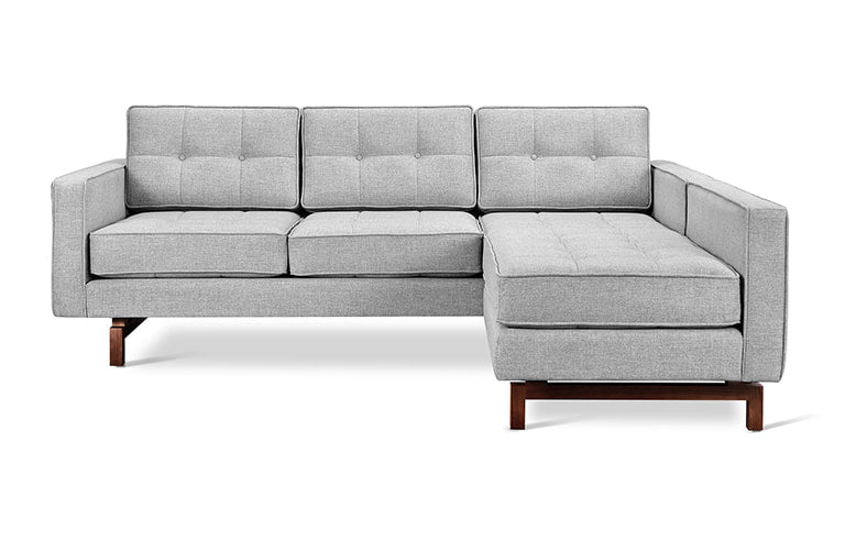 Gus* Modern JANE 2 Bayview Silver loft bi-sectional sofa with Walnut base