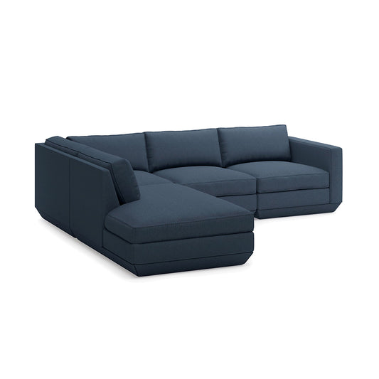 Gus* Modern PODIUM 4PC Lounge Sectional A | Left - Hanson Navy