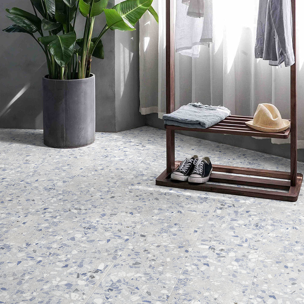 RECYCLE Light 8 x 8 terrazzo style porcelain wall / floor tile