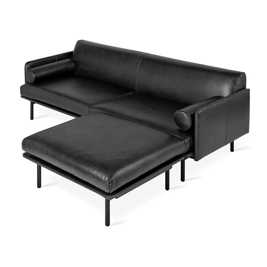 Gus* Modern FOUNDRY Saddle Black Leather bi-sectional sofa