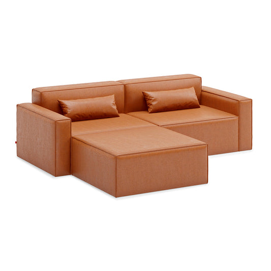 Gus* Modern MIX MODULAR Vegan Appleskin Leather Cognac 3pc sectional