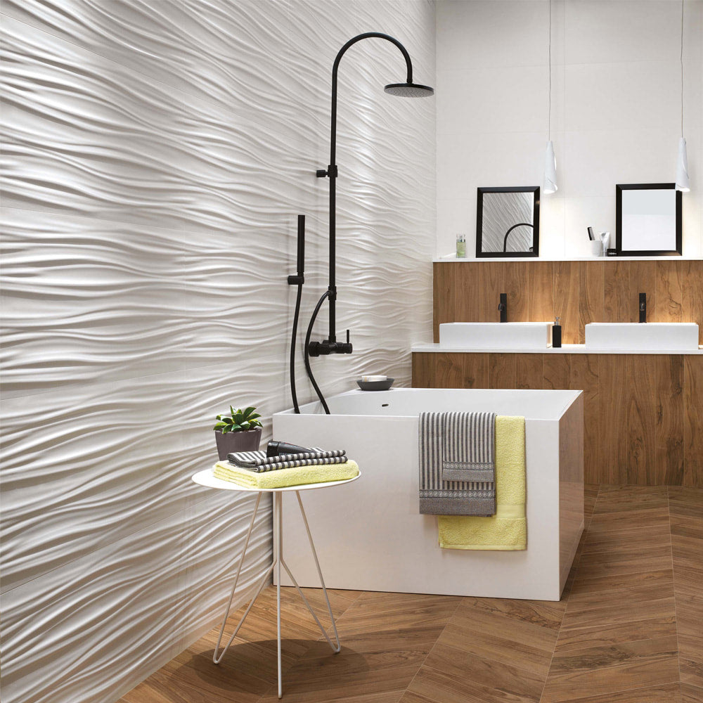 3D WALL DESIGN Wind White 16 x 32 matte wall tile