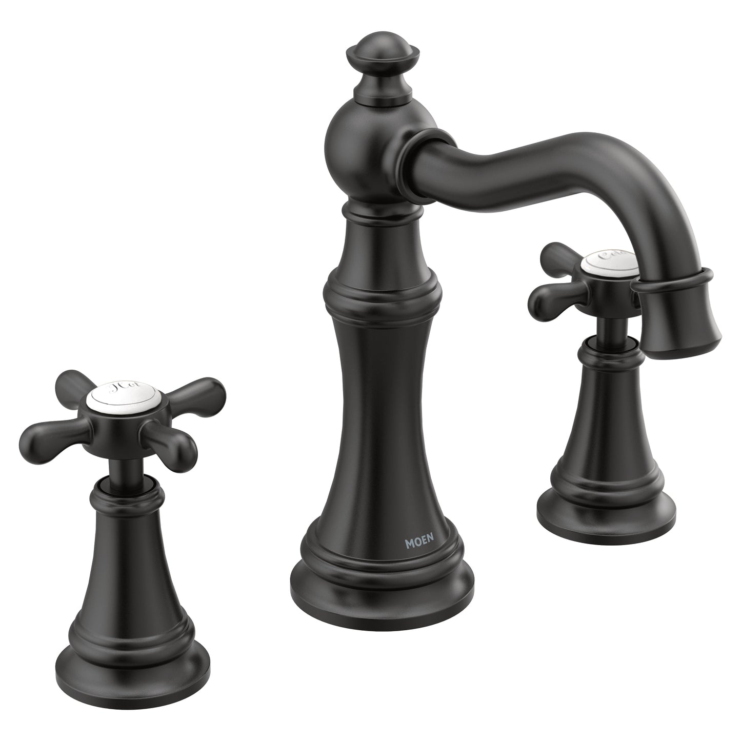 Moen TS42114BL | WEYMOUTH black widespread vanity faucet - X handle