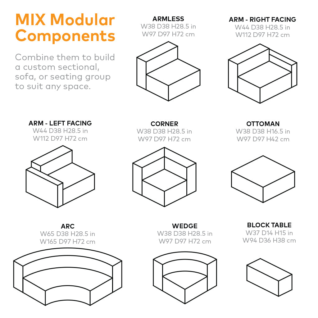 Gus* Modern MIX MODULAR Armless Chair - Mowat Ferro