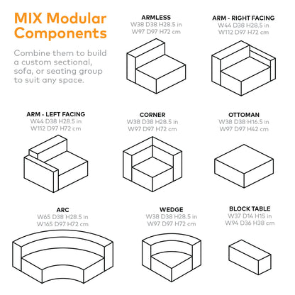 Gus* Modern MIX MODULAR Armless Chair - Mowat Ferro