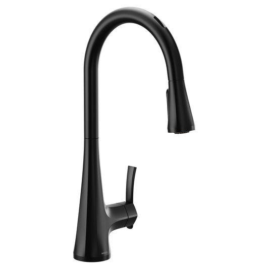 Moen SINEMA™ Matte Black smart kitchen faucet with motion control