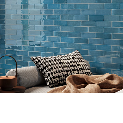 TBRICK/TINT Navy 2 x 6.5 zellige style glossy ceramic wall tile