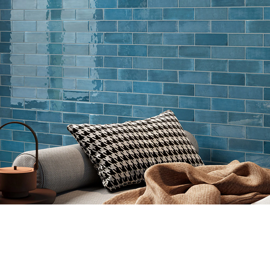 TBRICK Navy 2 x 6.5 zellige style glossy wall tile