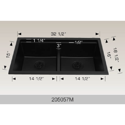 Bosco GRANITE SERIES two equal bowl dual mount granite composite kitchen sink