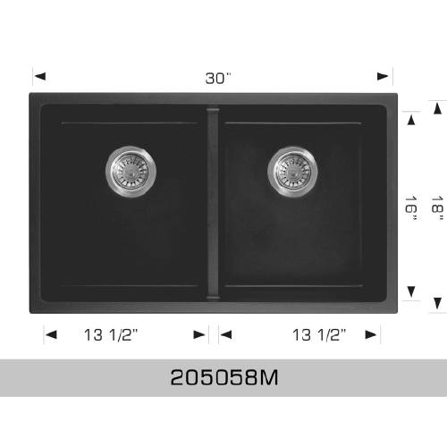 Bosco GRANITE SERIES two equal bowl undermount granite composite kitchen sink