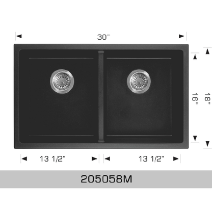 Bosco GRANITE SERIES two equal bowl undermount granite composite kitchen sink