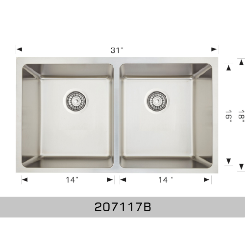 Bosco STANDARD SERIES two equal bowl stainless steel kitchen sink