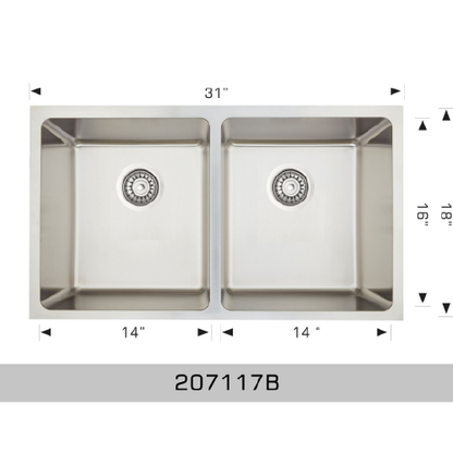 Bosco STANDARD SERIES two equal bowl stainless steel kitchen sink