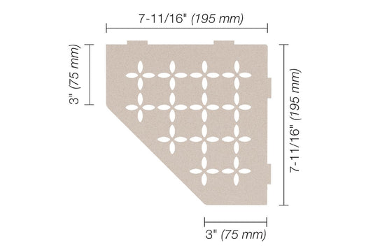 Schluter SES2D5TSC | FLORAL cream pentagonal shower shelf