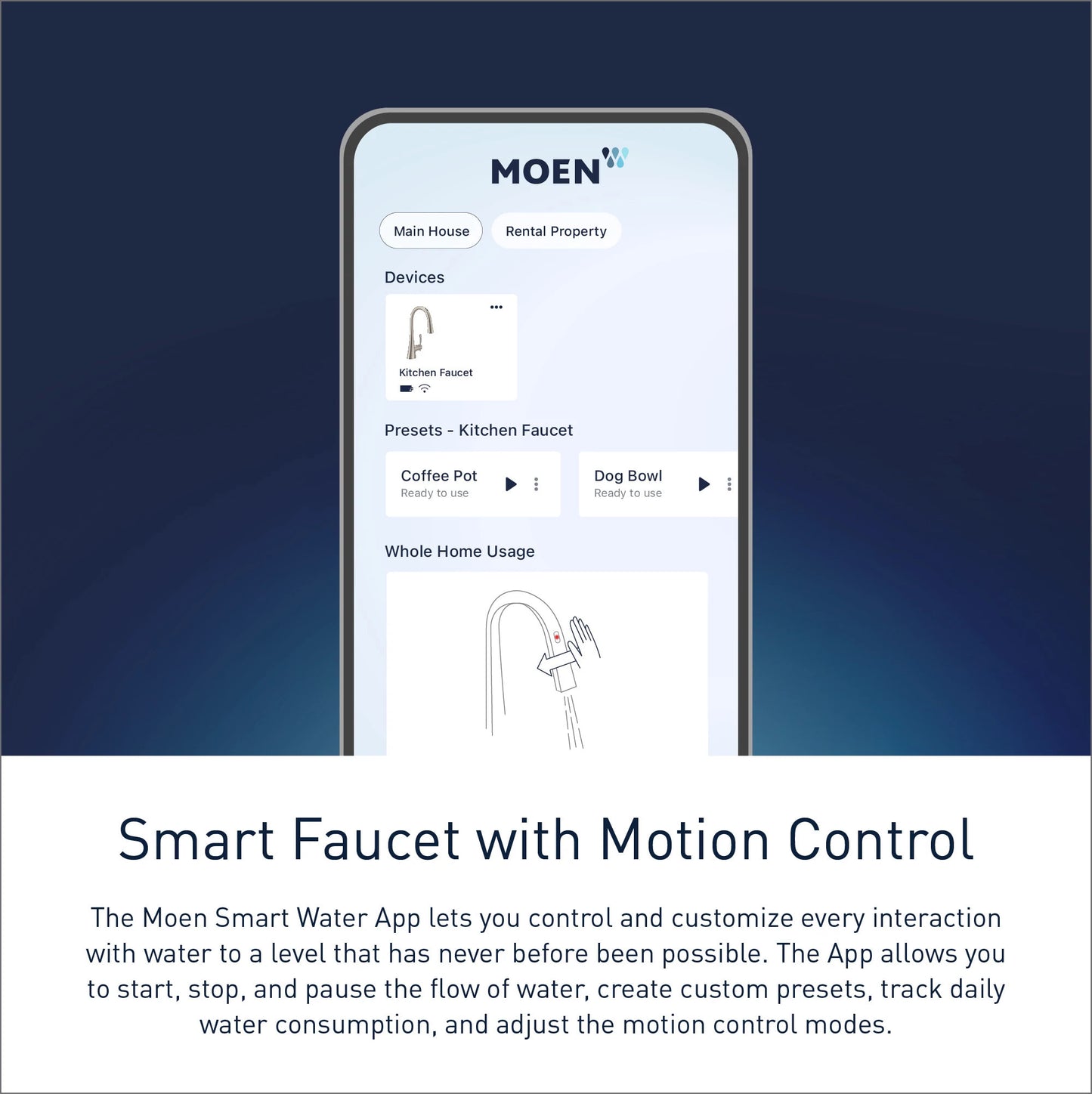 Moen NIO™ Chrome smart kitchen faucet with motion control