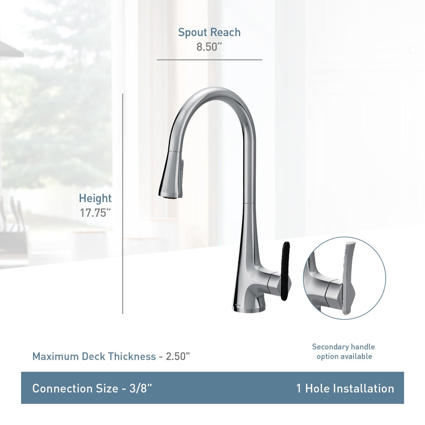 Moen S7235BL | black Sinema pulldown kitchen faucet