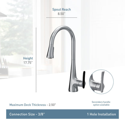 Moen S7235BL | black Sinema pulldown kitchen faucet