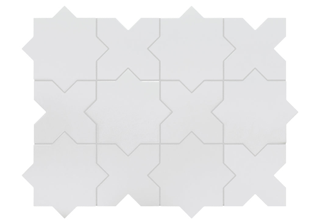 PORTO Oxford Grey 5 x 5 "cross" and / or 6.5 x 6.5 "star" porcelain matte wall / floor tile