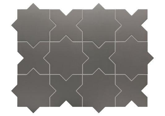 PORTO Black 5 x 5 "cross" and / or 6.5 x 6.5 "star" porcelain matte wall / floor tile