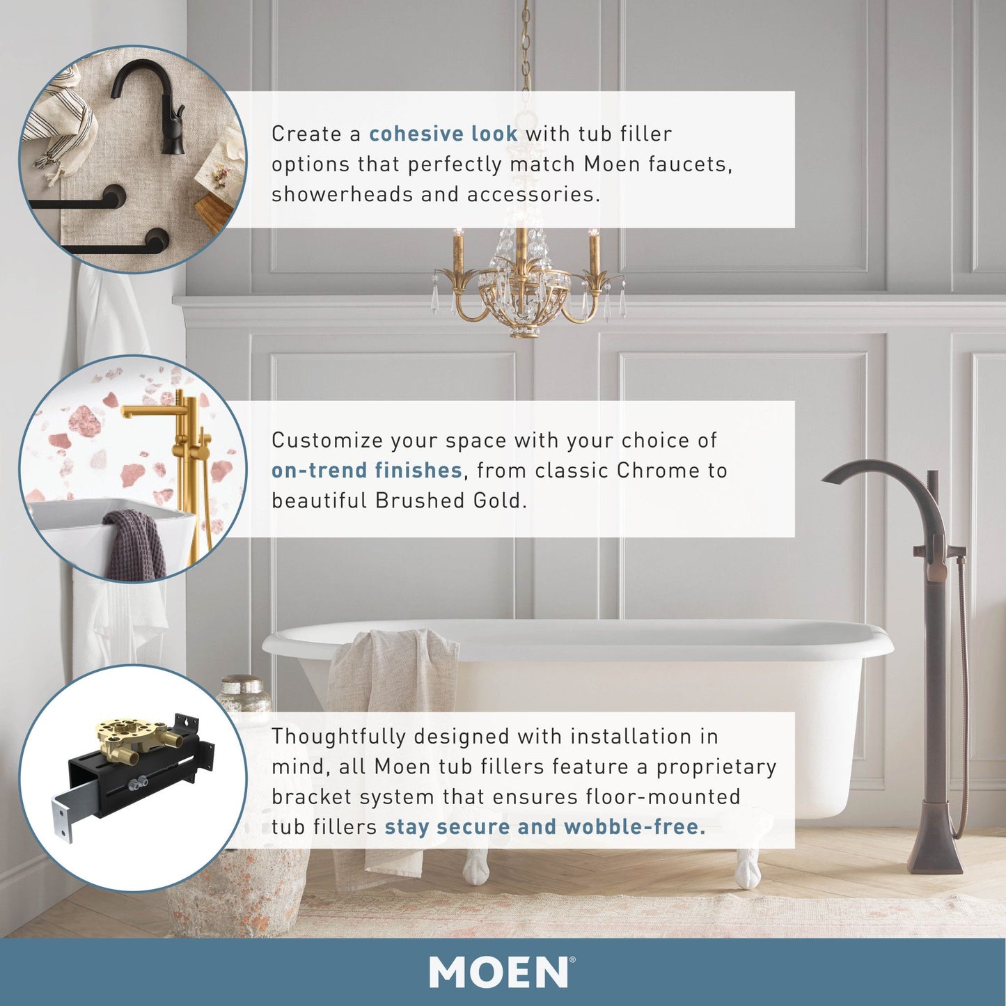 Moen VOSS Brushed Nickel tub filler + hand shower