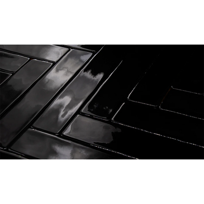 CANDLESTICK Black 2 x 10 glossy wall tile