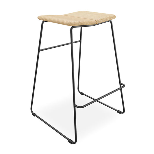 Gus* Modern AERO Natural Ash bar stool with Black base