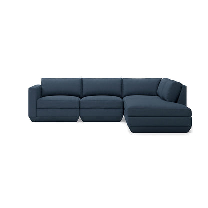 Gus* Modern PODIUM 4PC Lounge Sectional A | Right - Hanson Navy