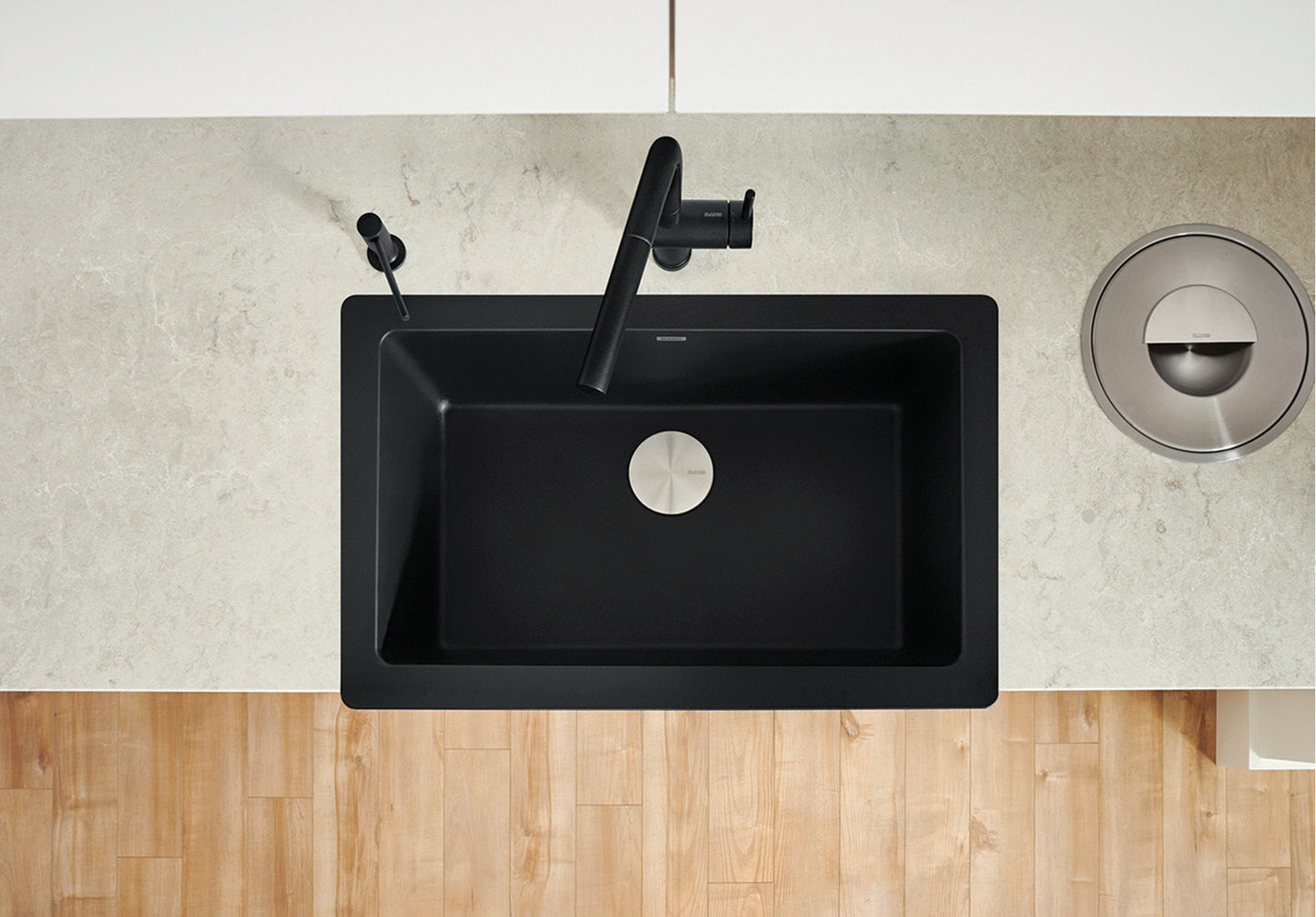 Blanco VINTERA 30 Coal Black Silgranit super single farmhouse kitchen sink