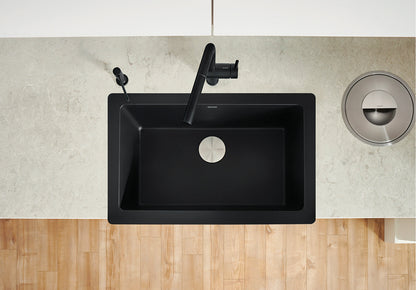 Blanco VINTERA 30 Coal Black Silgranit super single farmhouse kitchen sink