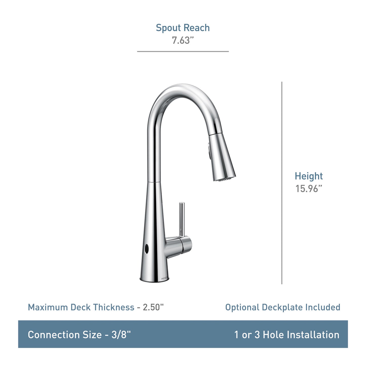 Moen SLEEK® Chrome hands-free kitchen faucet