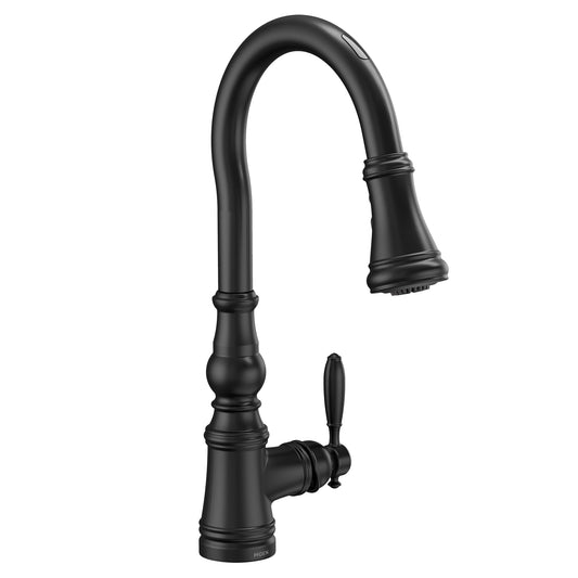 Moen WEYMOUTH® Matte Black smart kitchen faucet with motion control